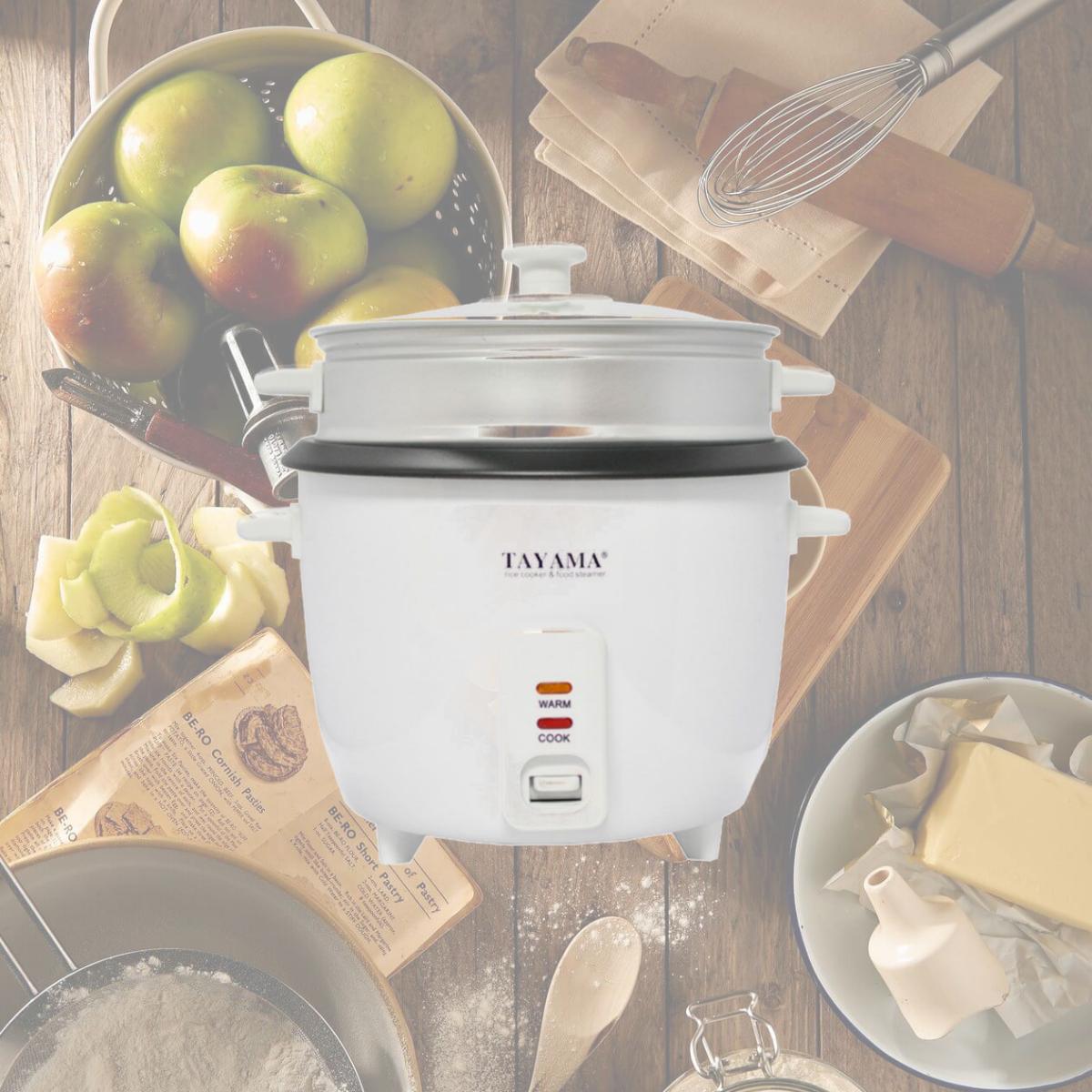 Picture of Tayama RC-3 3 Cup Rice Cooker with Steam Tray, White