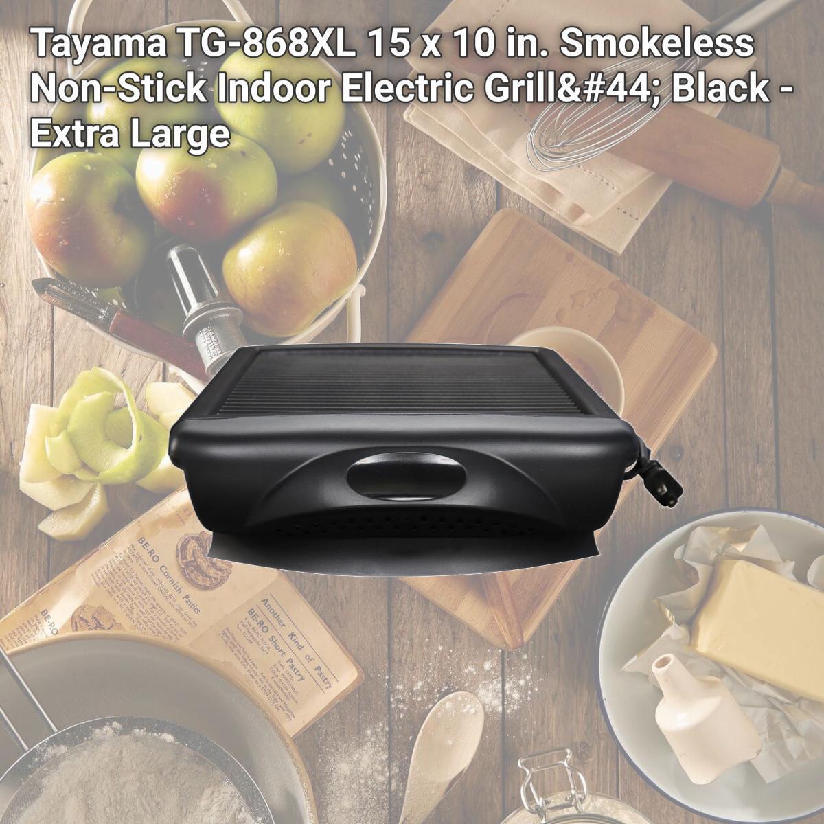 Picture of Tayama TG-868XL 15 x 10 in. Smokeless Non-Stick Indoor Electric Grill, Black - Extra Large