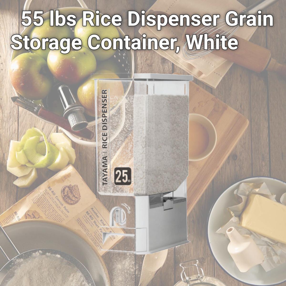 Picture of Tayama TRD-155 55 lbs Rice Dispenser Grain Storage Container, White