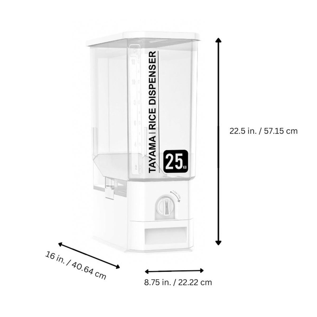 Picture of Tayama TRD-155 55 lbs Rice Dispenser Grain Storage Container, White