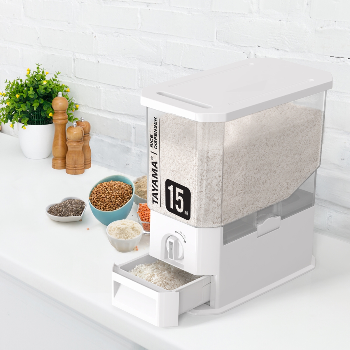 Picture of Tayama TRD-133 33 lbs Capacity Rice Dispenser Grain Storage Container