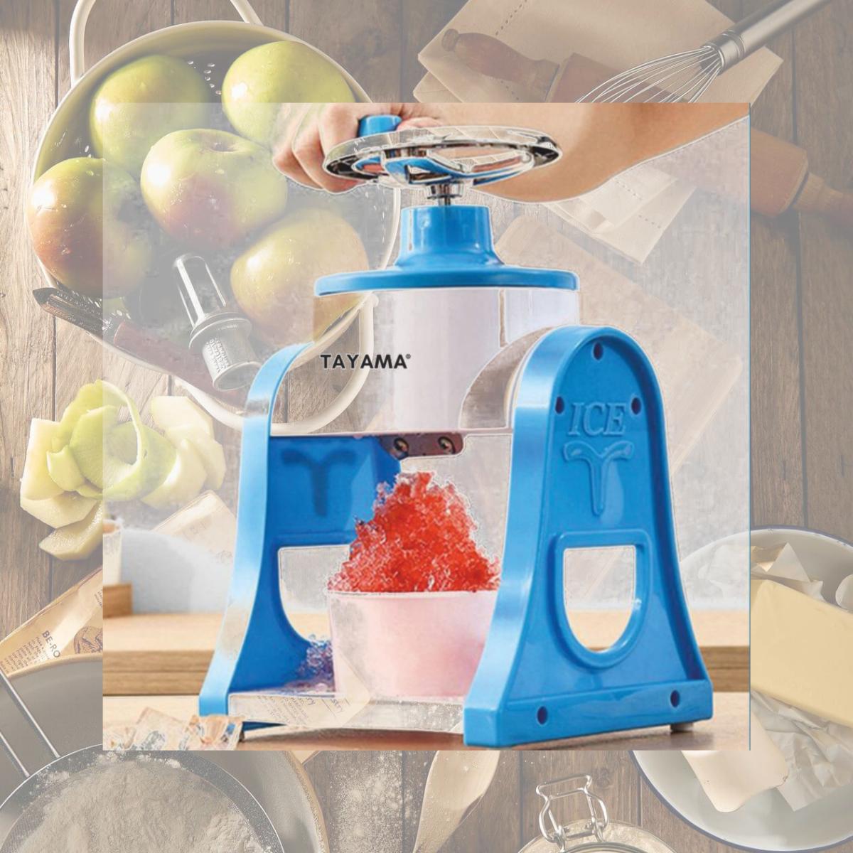 Picture of Tayama TB-100M Non-Electric Manual Hand Crank Ice Snow Shaver Machine, Blue & White