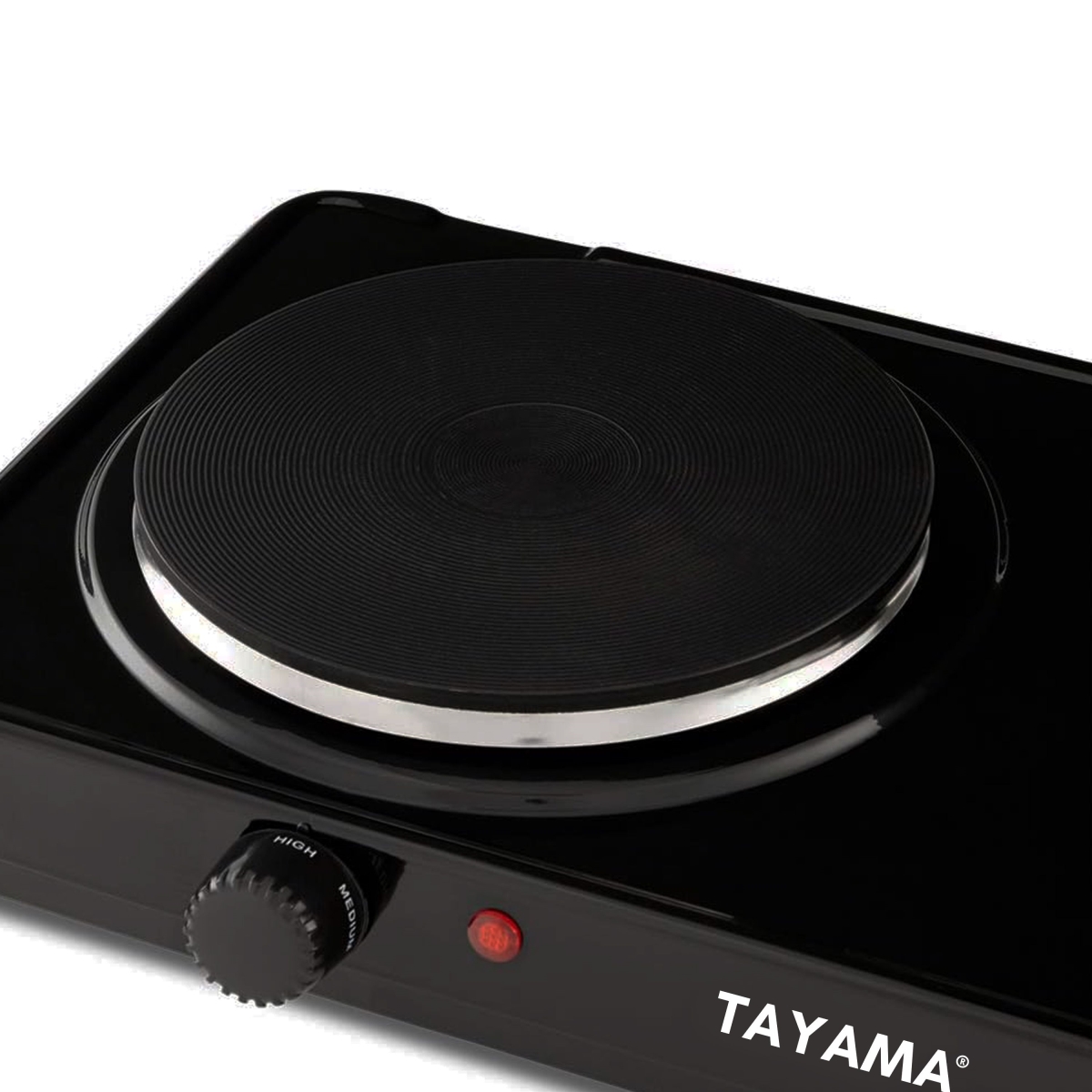 Picture of Tayama THP-3 Dual Burner Diecast Hot Plate with Temperature Controls, Black