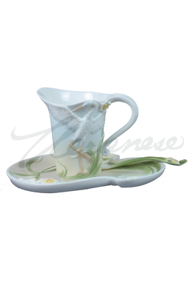 Veronese Design Ap20164ya Porcelain Egret Coffee Set With Spoon Glazed - 3 Pieces