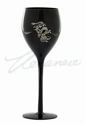 Veronese Design At08977aa Chinese Dragon Accented Wine Glass Black & Silver