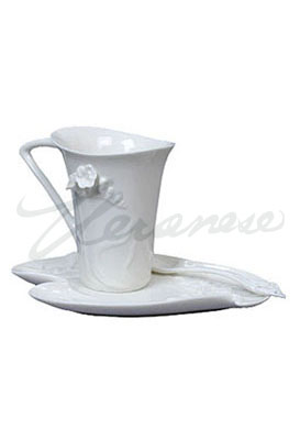 Veronese Design Ap20158yb Porcelain Freesia Coffee Set With Spoon White