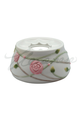 Veronese Design Ap20304aa Porcelain Rose Tea Pot Warmer With Leaves & Stems White