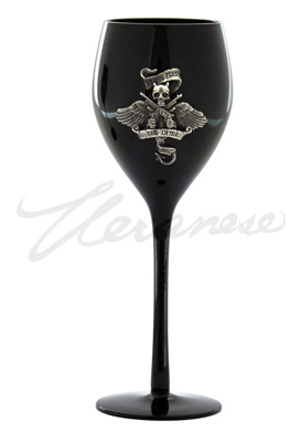 Veronese Design At08978aa Drink First Die Later Wine Glass Black & Silver