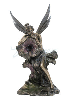 Veronese Design An10313a4 Floral Morning Glory Resting Fairy Statue Bronze