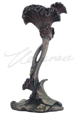 Veronese Design An10439a4 Mauve Frilly Cockscomb Long Curved Stem Candle Holder