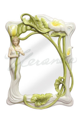 Veronese Design Ap20045aa Porcelain Mirror Tulips Calla Held By Figure White