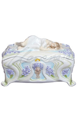 Veronese Design Ap20120aa Slumbering Maiden On Porcelain Trinket Box Violet Motif
