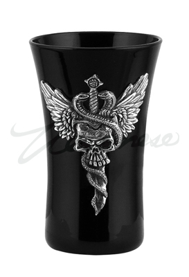 Veronese Design At09013aa Winged Skull Pierced By Knife With Snakes Shot Glass
