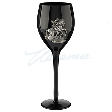 Veronese Design At09025aa St. George Slaying Dragon Wine Glass Black & Silver
