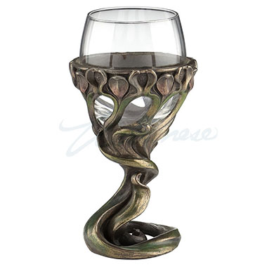 Veronese Design An10468a4 Hue Dessert Wine Glass Base With Mauve Tulip Motif Bronze