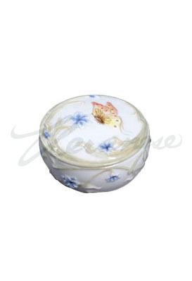 Veronese Design Ap20147aa Porcelain Pink Butterfly Blue Iris Trinket Box Glazed