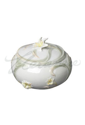 Veronese Design Ap20163aa Porcelain Round Yellow Tiger Lily Trinket Box Glazed