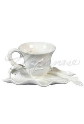 Veronese Design Ap20191yb Porcelain Calla Lily Coffee Set With Spoon White