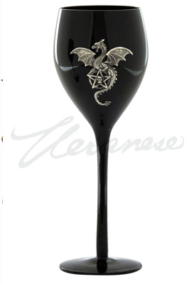 Veronese Design At08976aa Dragon With Pentagram Wine Glass Black & Silver Color
