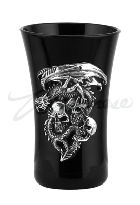 Veronese Design At09015aa Dragon & Three Skulls Shot Glass Black & Silver
