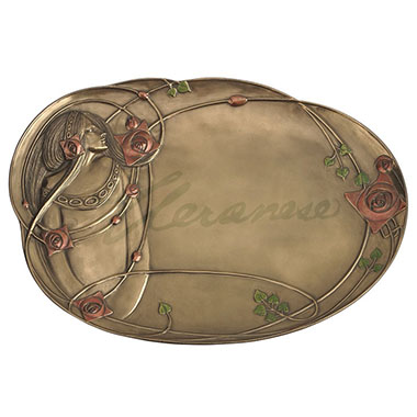 Veronese Design An10489a4 Art Nouveau Geometric Rose & Lady Trinket Dish Bronze