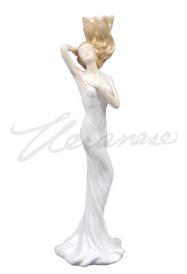 Veronese Design Ap20067aa Porcelain Candleholder Maiden Figure White Dress