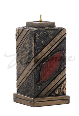 Veronese Design Gn05286a4 Candle Holder Hued With Rust Colored Leaf Motif Bronze
