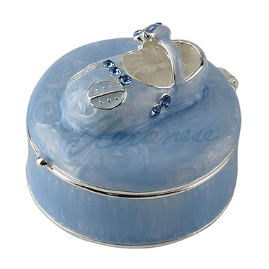 Veronese Design At09053aa Baby Shoe Trinket Box - Blue