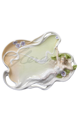 Veronese Design Ap20029aa Porcelain Tray Reclining Maiden Multicolor