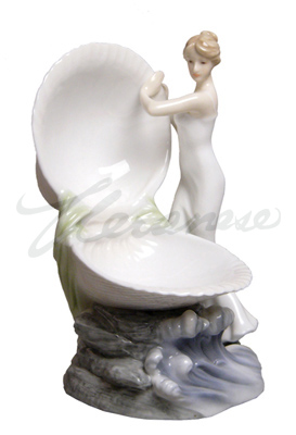 Veronese Design Ap20099aa Porcelain Clamshell Jewelry Box With Female Figure Glazed