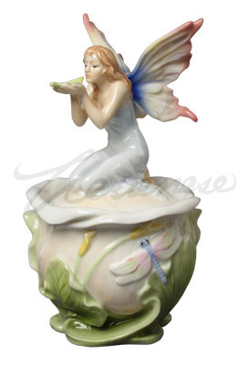 Veronese Design Ap20180aa Fairy On Lid Of Calla Lily Trinket Box Glazed