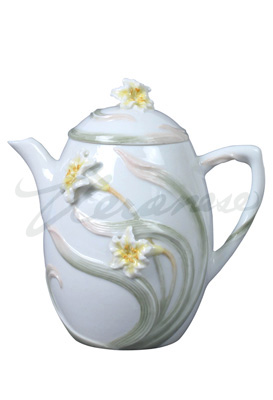 Veronese Design Ap20284aa Mini Teapot With Leaves Stems Lilies & Lily Lid