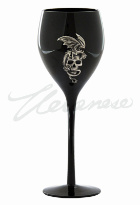 Veronese Design At08975aa Dragon On Skull Design Wine Glass Black & Silver