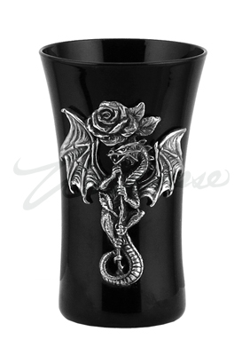Veronese Design At09014aa Dragon With Rose Shot Glass Black & Silver
