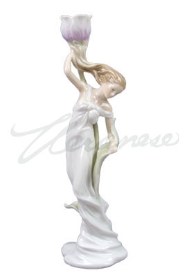 Veronese Design Ap20068aa Tulip & Maiden Candle Holder - White