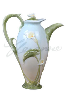 Veronese Design Ap20230aa Calla Lily Teapot & Stem Handle Glazed - Pale Blue