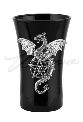 Veronese Design At09012aa Dragon With Pentagram Shot Glass - Black & Silver