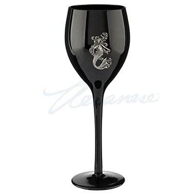 Veronese Design At09023aa Mermaid Accented Wine Glass - Black & Silver