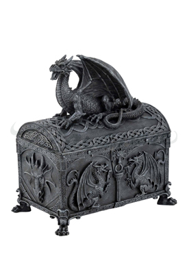 Veronese Design Wu71308aa Dragon Chest Shaped Decorative Trinket Box Black