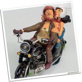Exciting Motorcycle Ride Statue Figurine Display