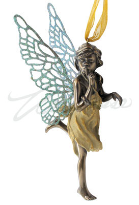 Veronese Design Gn06987a4 Hush Fairy Child Bronze Hued Wverdigris Wings Yellow Shift