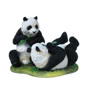 Animal Figurine Panda Bears Eating Bamboo Collectible Display