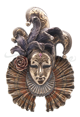Jester Mask Wall Plaque, Bronze