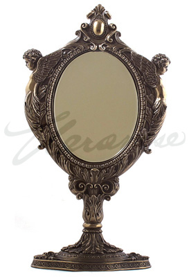 Veronese Design Wu75213a1 Victorian Mirror On Stand Two Winged Cherubs