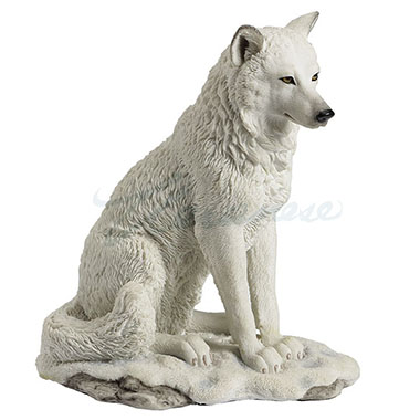 Veronese Design Wu75719aa Wolf Sitting In Snow Decorative Statue Figurine White