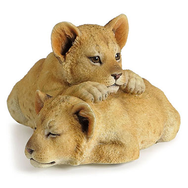 Loving Lion Cubs Decorative Statue Figurine