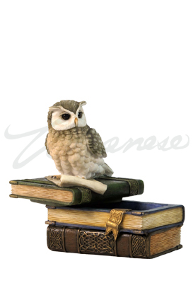 Veronese Design Wu75509ab Collared Scops Owl On Books Trinket Box