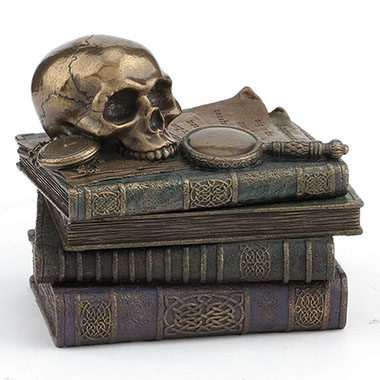 Veronese Design Wu75661a4 Wizards Study Trinket Box With Skull & Magnifying Glass