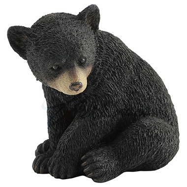 Bear Cub Sitting Decorative Statue Figurine - Black