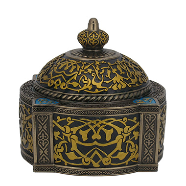 Veronese Design Wu76527a4 Arabesque Pattern Four Pillar Dome Trinket Box - Turquoise